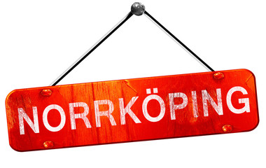 Norrkoping, 3D rendering, a red hanging sign