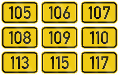 Collection of Numbered highway shields of German Bundesstrassen (Federal roads)