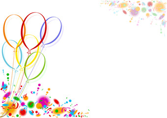 Party Balloons Background with Colorful Confetti - Abstract Illustration, Vector