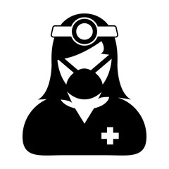 Doctor Icon - Woman, Female, Lady Doctor Icon in Glyph Vector illustration.