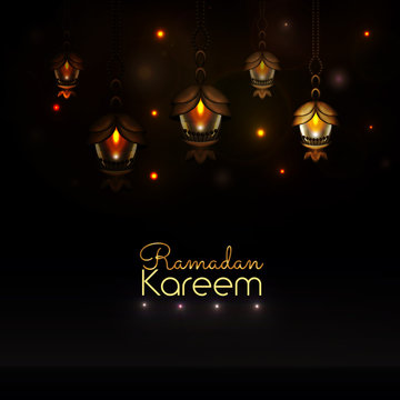 Ramadan Kareem. Beautiful lanterns. Greeting background, vector illustration, eps10