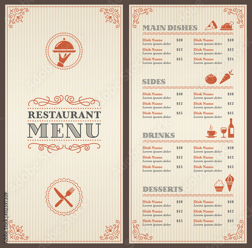 Restaurant Menu Design Vector Collection : Quot classic restaurant menu template stock image and royalty