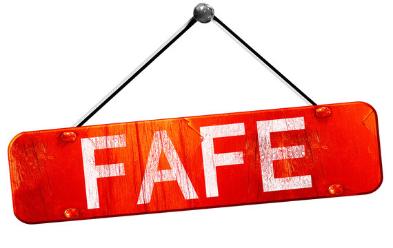 Fafe, 3D rendering, a red hanging sign