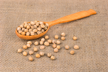 Chickpeas in a spoon