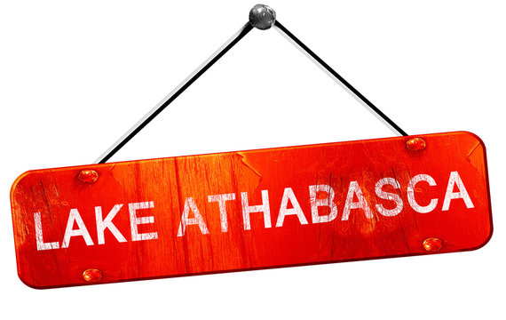 Lake Athabasca, 3D Rendering, A Red Hanging Sign