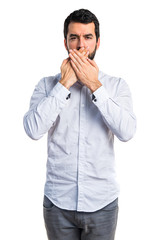 Man covering his mouth