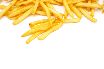 French fries on white background