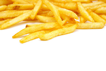 French fries on white background