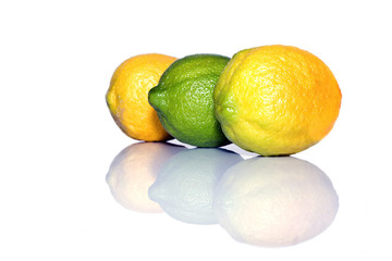 Lemons on a white background