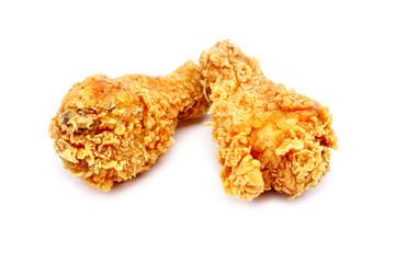 Fried chicken on white background