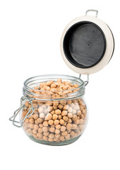 Dry chickpeas in jar