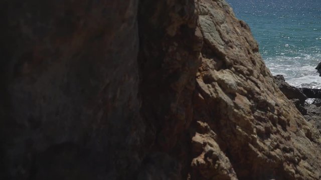 Right pan to waves at Point Dume