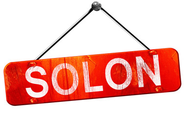 solon, 3D rendering, a red hanging sign