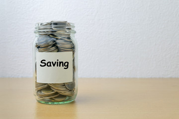 Money saving for savings in the glass bottle