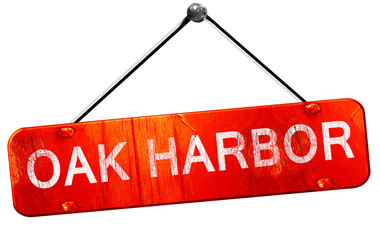 oak harbor, 3D rendering, a red hanging sign