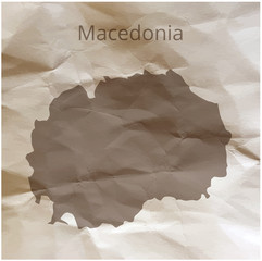 Map of the Macedonia on papyrus. Vector illustration.