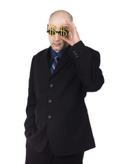 businessman with dollar glasses