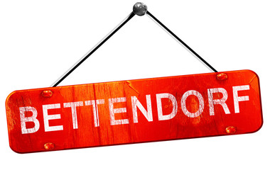 bettendorf, 3D rendering, a red hanging sign