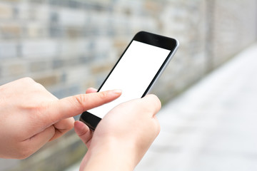 One people using one smart phone.