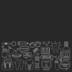 Dentistry Vector doodle set of icons Children dental care