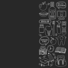 Dentistry Vector doodle set of icons Children dental care