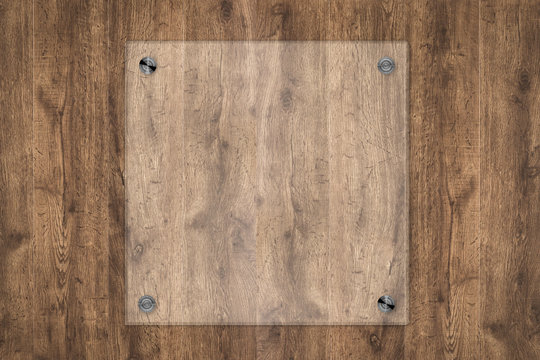 glass board on wooden background