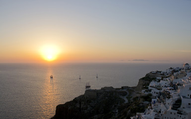 Famous and spettacolora island of Santorini sunset