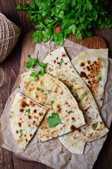 Flatbread with herbs, Kutaby, Traditional  Azerbaijani Dish