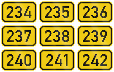 Collection of Numbered highway shields of German Bundesstrassen (Federal roads)