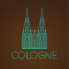 Fototapeta premium World famous Cologne cathedral. Greatest Landmarks of europe.. Linear vector icon for Koln Germany.