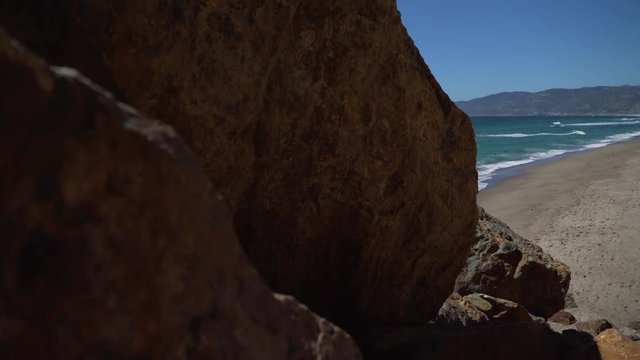 Right pan of rocks and beach at Point Dume