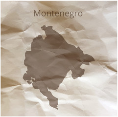 Map of the Montenegro on papyrus. Vector illustration.