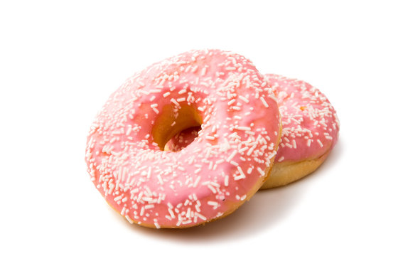 donut in a pink glaze isolated