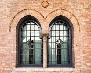 Mullioned medieval window.