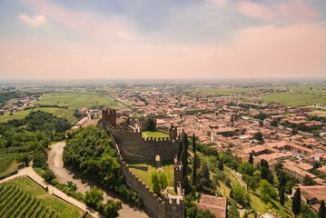 view of Soave (Italy) and its famous medieval castle