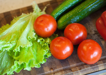 healthy foods are on the table in home kitchen