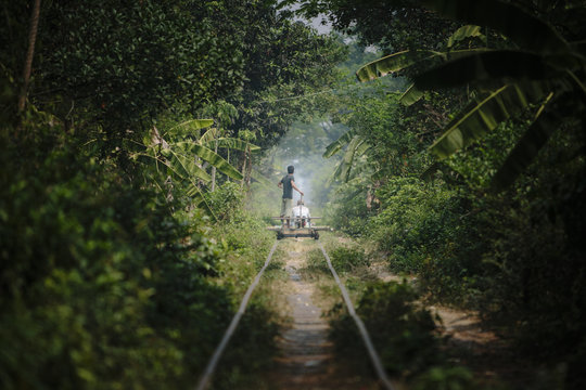 The Bamboo Train line, O Dambong, Battambang, Cambodia