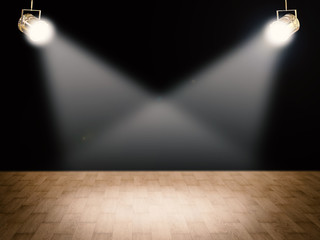 Fototapeta na wymiar blank stage with shining spotlights