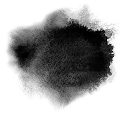 Black watercolor stain with blotch and brush stroke - 112410334