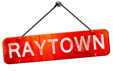 raytown, 3D rendering, a red hanging sign