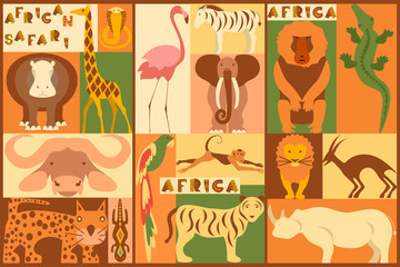 Vector set of African animals