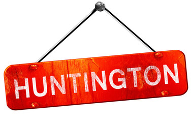 huntington, 3D rendering, a red hanging sign