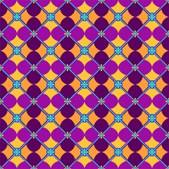 Fototapeta premium Seamless background, geometric, petals, yellow and purple. 