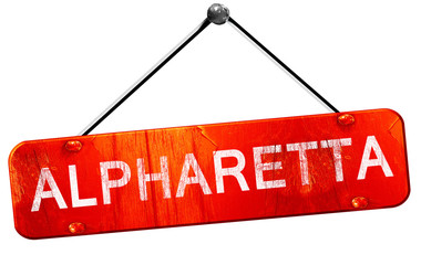 alpharetta, 3D rendering, a red hanging sign