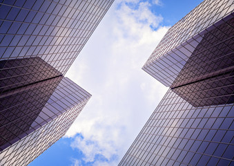 Fototapeta na wymiar Modern Office Buildings in perfect symmetry