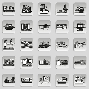 Set of vector icons on the theme of industrial equipment.