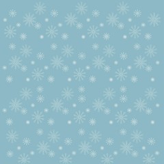 White snowflakes on blue background, texture, vector illustration