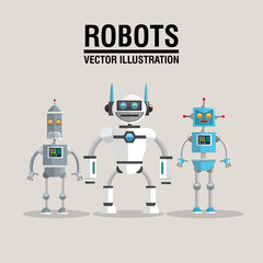 Robot set design. Technology concept. humanoid icon