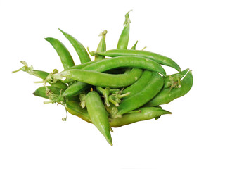 Green peas isolated on white background