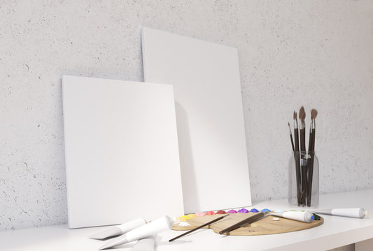 Blank canvas and drawing tools